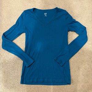 GAP Blue Fitted Long Sleeve T-Shirt
